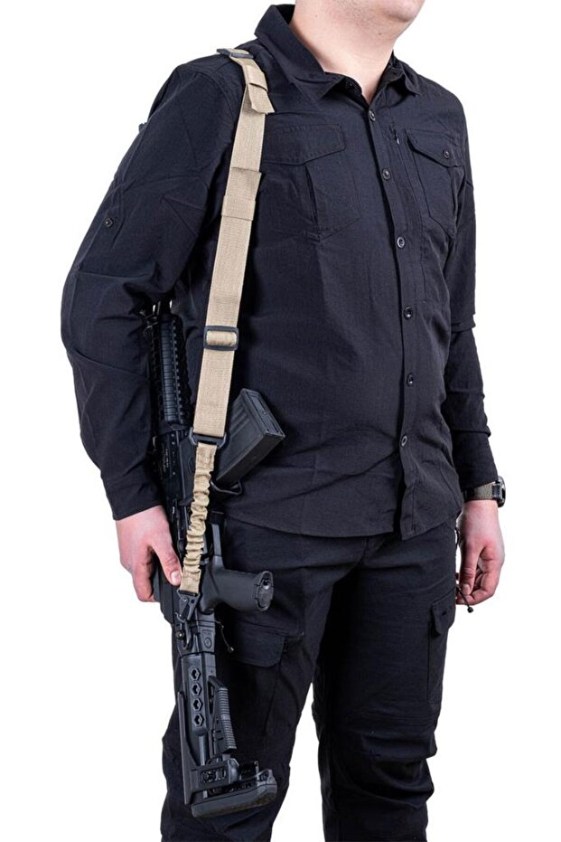 Tüfek Askı Kayışı - Savage - Çift Nokta Yaylı - Tactical - Kum - 4