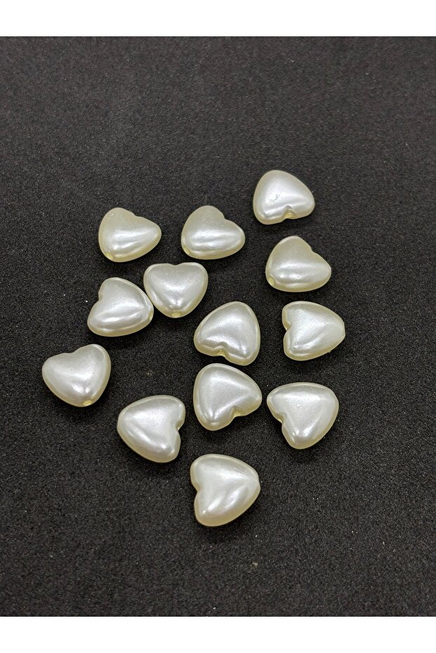 Cream Color Heart Pearl Beads 1 Mm, Heart Pearl Stitching (45 Gr - 100 Pieces) B:40