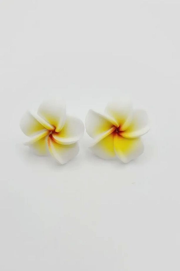 Açık Sarı Plumeria Lotus Küpe (Çift) - 3