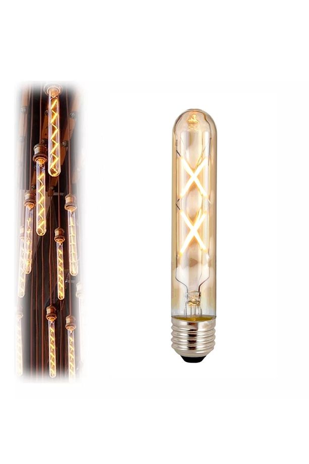 4w Vintage Rustik Led Ampul 2500k E27 Duy Lambam Çubuk Amber Cam Sarı Işık Retro Filament Tüp Ampul - 1