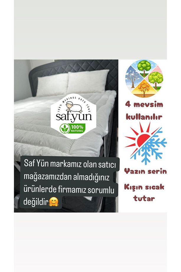 Saf Yün Çift kişilik ped 100/200 2 kg saf merinos kuzu yünü - 1