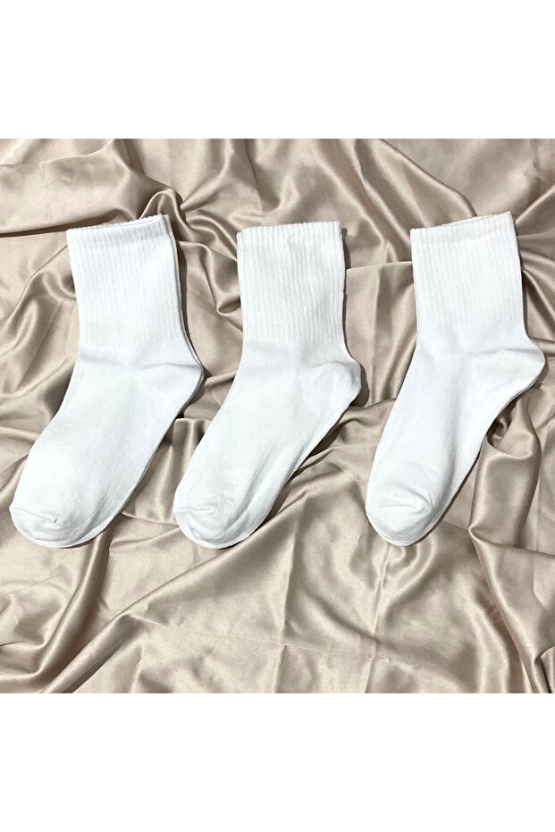 Set of 3 White College Socks (3 Pairs)