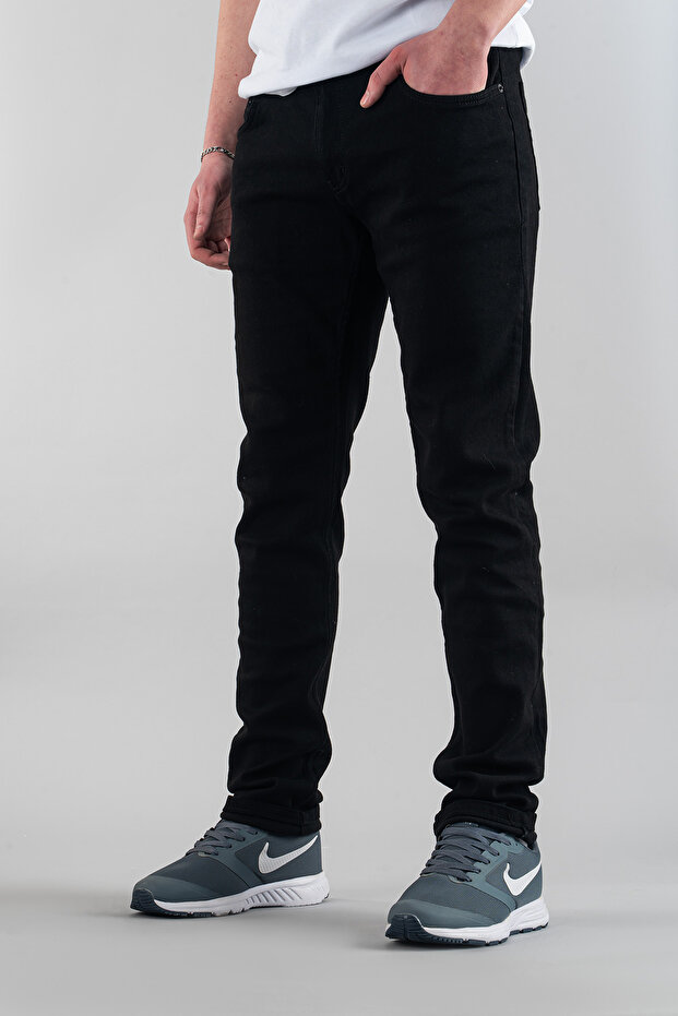 Férfi fekete Slim Fit kényelmes Lycra farmernadrág - 4