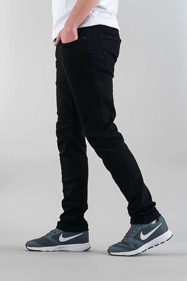 Férfi fekete Slim Fit kényelmes Lycra farmernadrág - 2