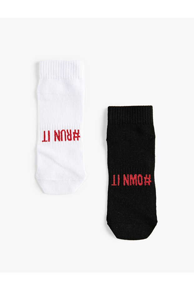 Set of 2 Sock Socks with Slogan Embroidered