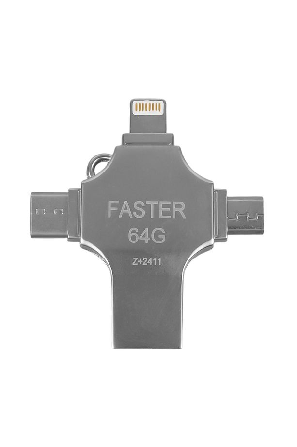 64 GB Flash Bellek Metal 4in1  USB -Type-C-Micro USB - Lightning Uyumlu(IOS-Android Uyumlu) - 2