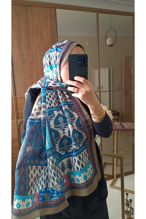 Etro Maça Desen Pamuk Soft Şal - 1