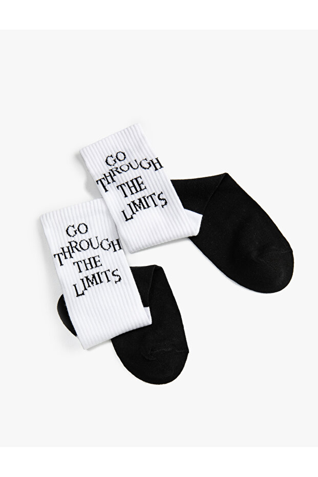 Slogan Embroidered Socket Socks - 2
