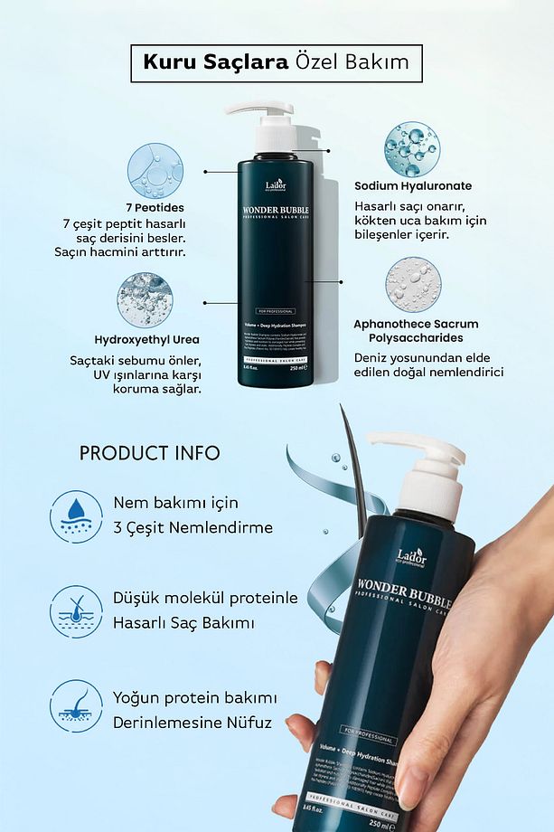 Mikro Köpük Yapıda Hyalüronik Asit Içeren Bakım Şampuanı Wonder Bubble Shampoo 250 ml - 6