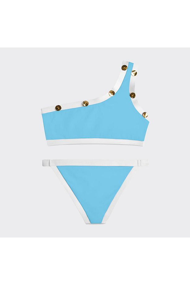 Moeva Kız Çocuk Tek Omuz Mavi Bikini - 1