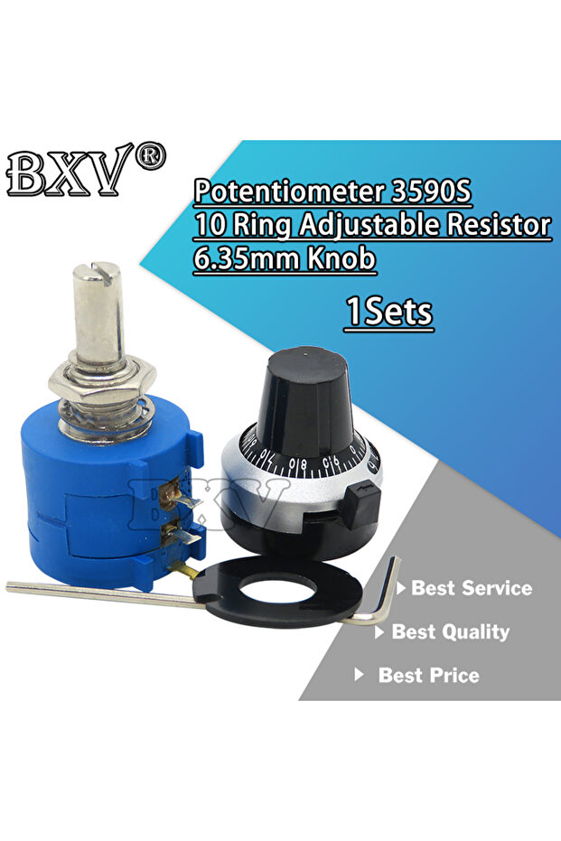 10K Ohm 1Set 3590S Precision Multiturn New (1PCS Potentiometer 10 Ring Adjustable Resistor+1PCS Turn