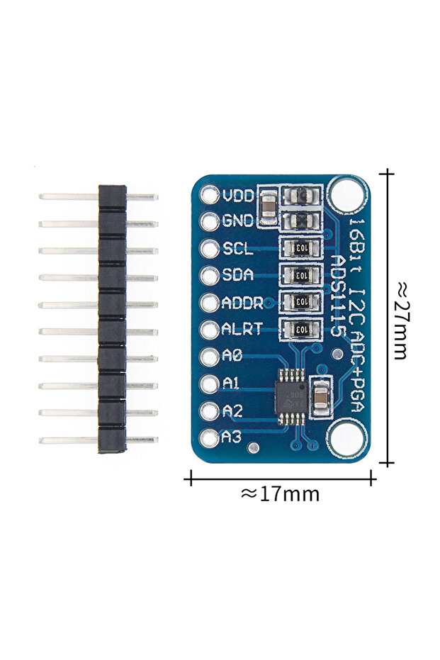 16 بت I2C ADS1115 وحدة ADC 4 قنوات مع مكبر صوت احترافي