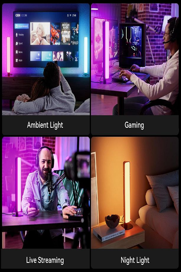 Kumandalı 2'li Rgb Led Işık Bar - 16 Renk, 4 Mod, Usb Ambiyans Lamba, Yatak Ve Dikey Kullanım - 7