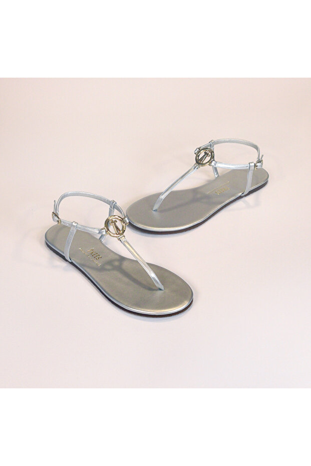 Women's Silver Stylish Buckle Sandals