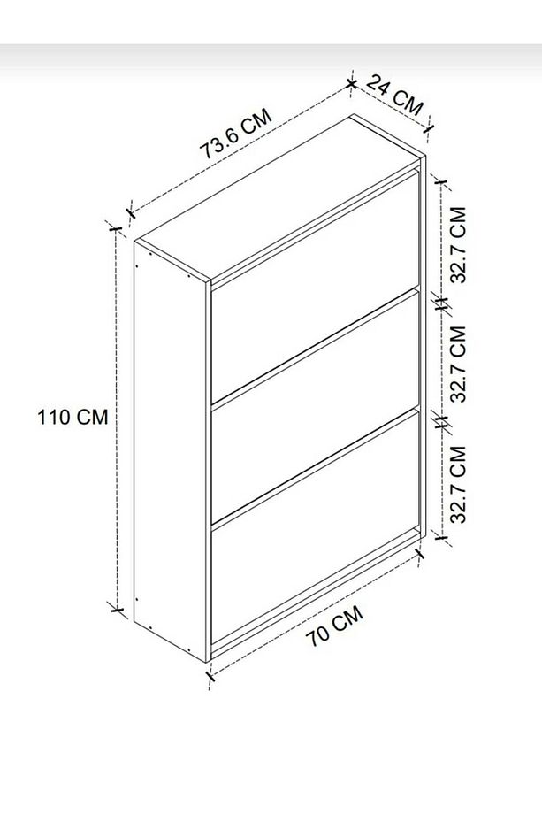 3 Raflı Ayakkabılık Düşer Kapak Kayar Kapak Vestiyer Portmanto Katlı Bölmeli Kapı Önü Modern - 5