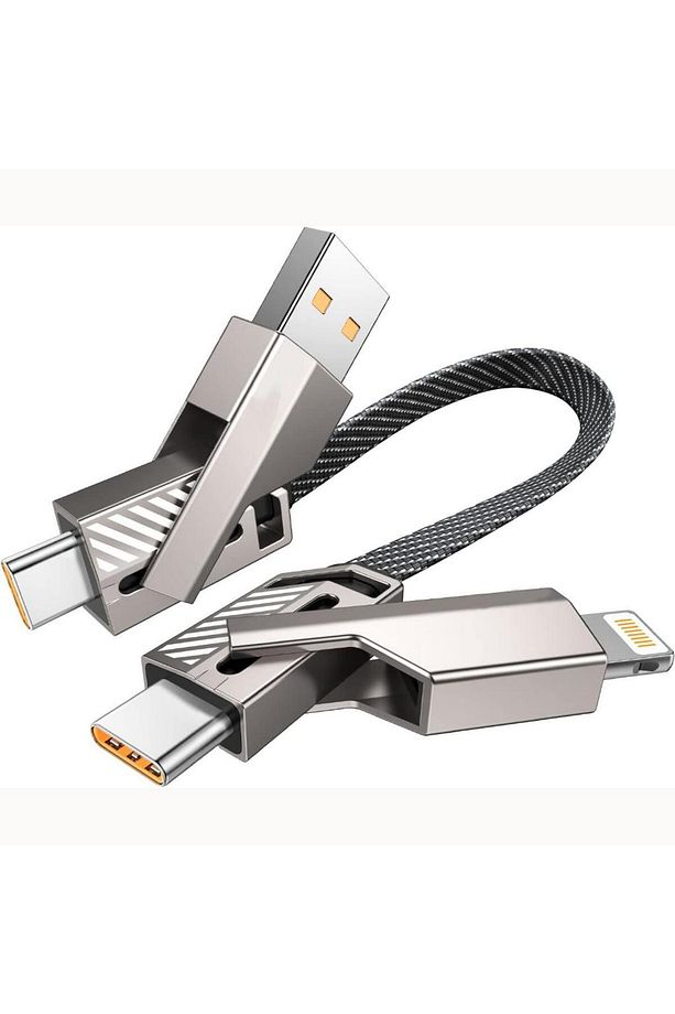 4in1 65w Usb-type C Ve Lightning Örgülü Şarj Ve Data Kablosu - 1
