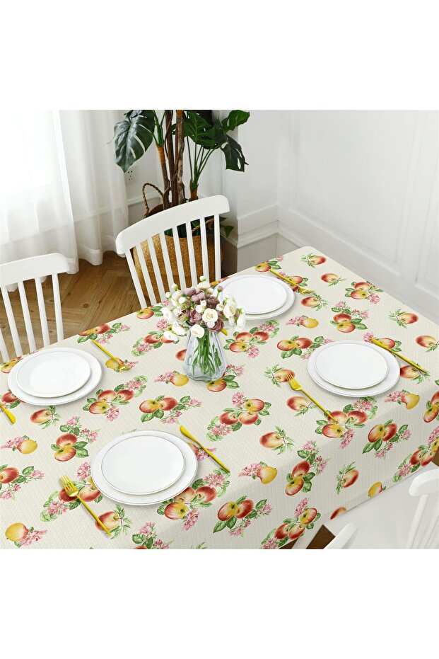 مفرش طاولة مقاوم للسوائل من القماش الأحمر - 2