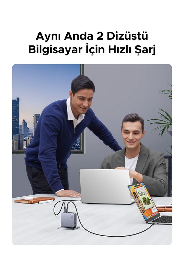 Nexode Pro 160W GaN Hızlı Şarj Cihazı 100W Kablolu Type-C QC PD 3xUSB-C, 1xUSB-A, Uzay Grisi - 25877 - 6