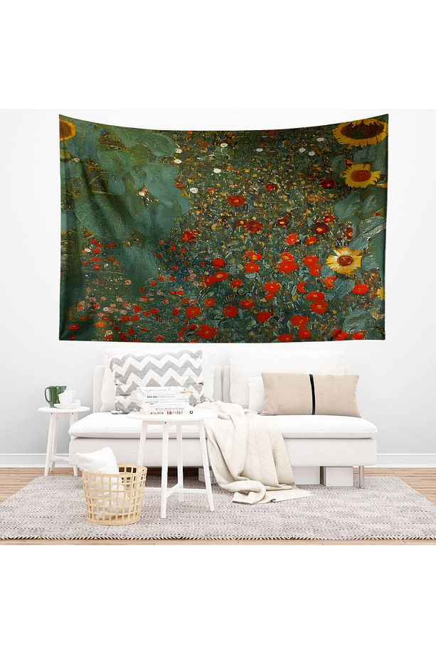 Gustav Klimt Çiçek Desenli Duvar Örtüsü Duvar Halısı Tapestry - 1