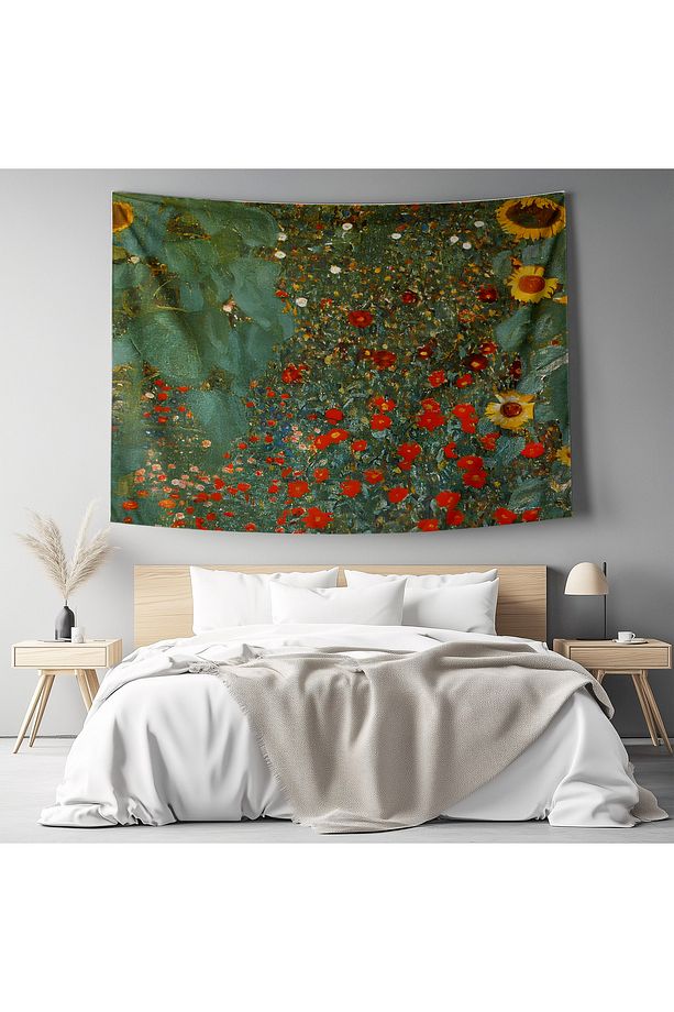 Gustav Klimt Çiçek Desenli Duvar Örtüsü Duvar Halısı Tapestry - 3