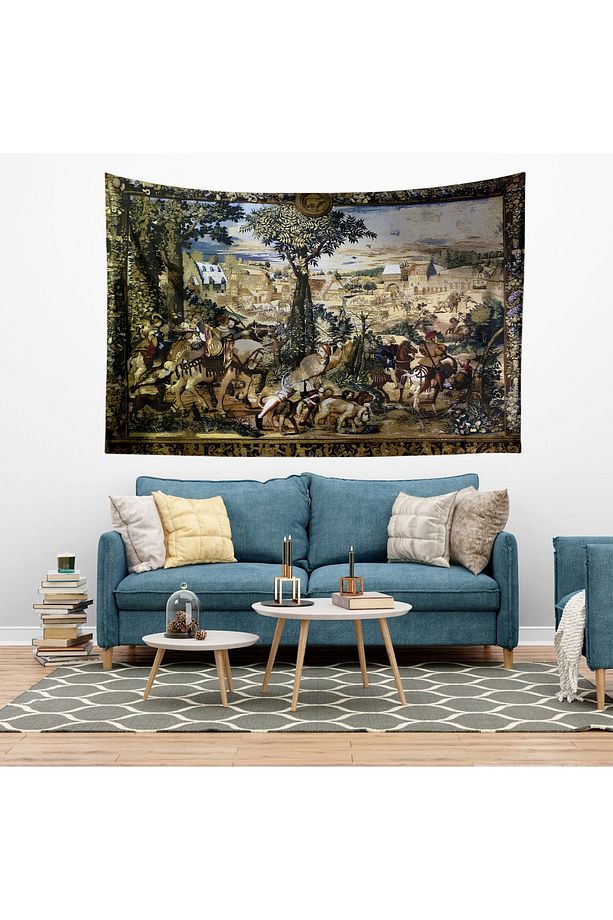 Vintage Fransız Retro Kasaba Desenli Duvar Örtüsü Duvar Halısı Tapestry - 2
