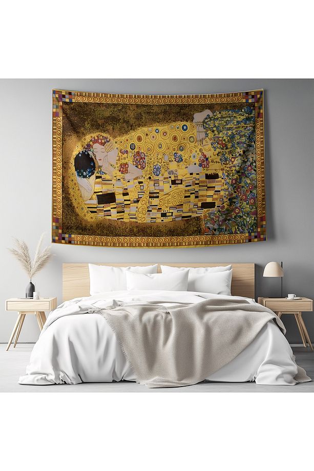 Gustav Klimt Kiss Öpücük Desenli Duvar Örtüsü Duvar Halısı Tapestry - 4