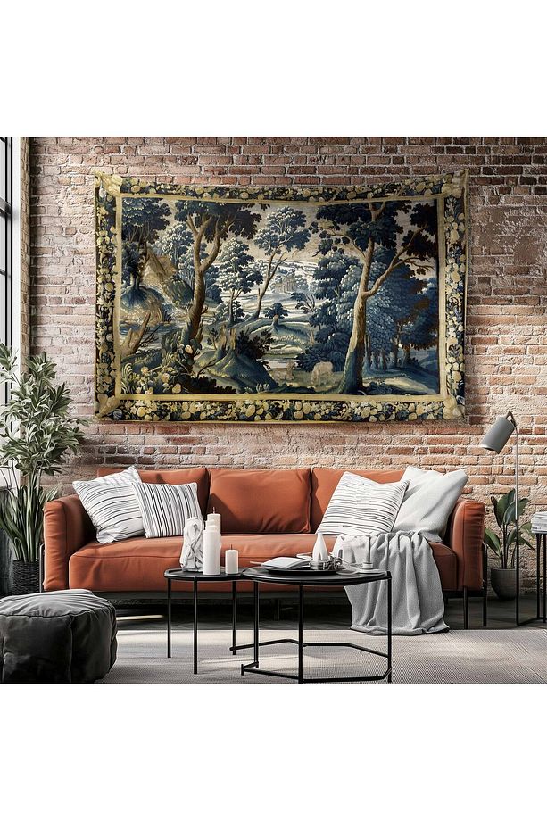 Vintage Fransız Retro Orman Desenli Duvar Örtüsü Duvar Halısı Tapestry - 5