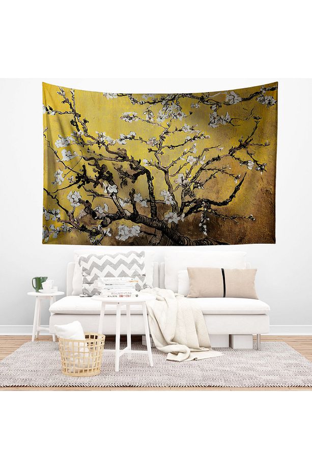 Van Gogh Sarı  Badem Çiçekleri Desenli Duvar Örtüsü Duvar Halısı Tapestry - 1