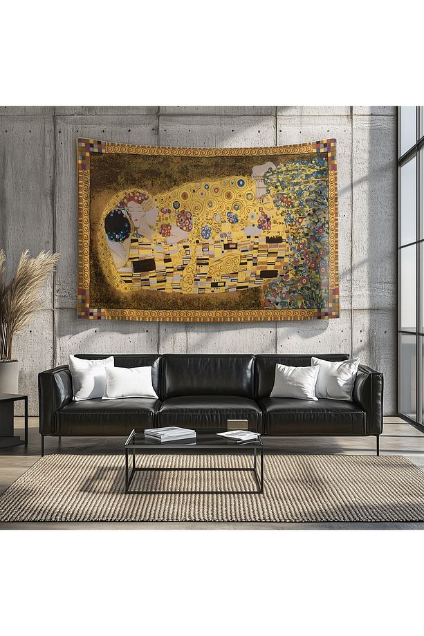 Gustav Klimt Kiss Öpücük Desenli Duvar Örtüsü Duvar Halısı Tapestry - 6