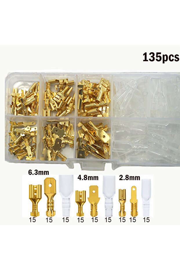 135pcs Brass Set Box Male Female Wire Connector 2.8/4.8/6.3mm Electrical Crimp Terminals Termin Spad
