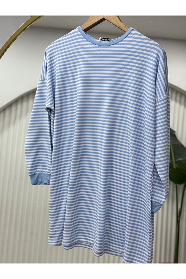 ÇİZGİLİ PENYE BEBE MAVİ - 1