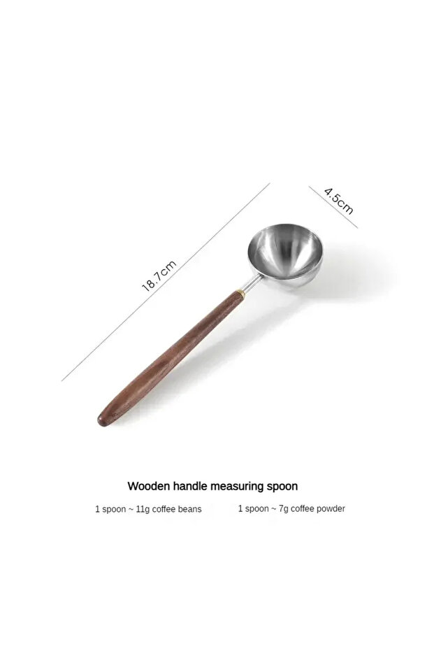 25ml 25ml Wooden Handle Stainless Steel Coffee Scoop Tablespoon Measuring Spoon Walnut Wood Long Han