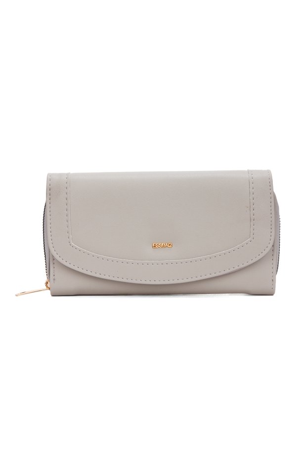 Women's Gray Faux Leather Card Holder and Wallet