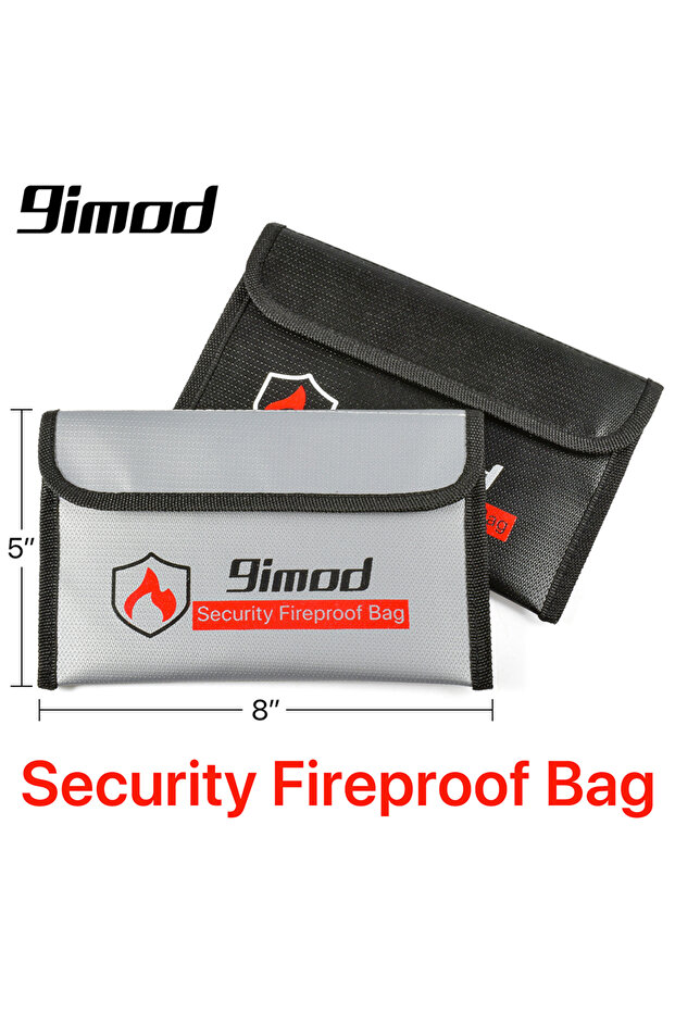 4pcs black 9imod 5x8 inch Portable Fireproof Bag Explosion-Proof Waterproof Lipo Battery Safety Bag