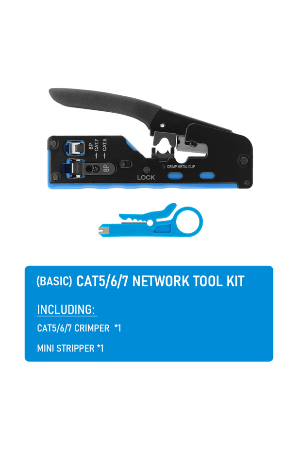 كماشة عقص وتجعيد RJ45 أساسية لتوصيلات Cat7 Cat6 Cat5e 8P8C Modular Connect