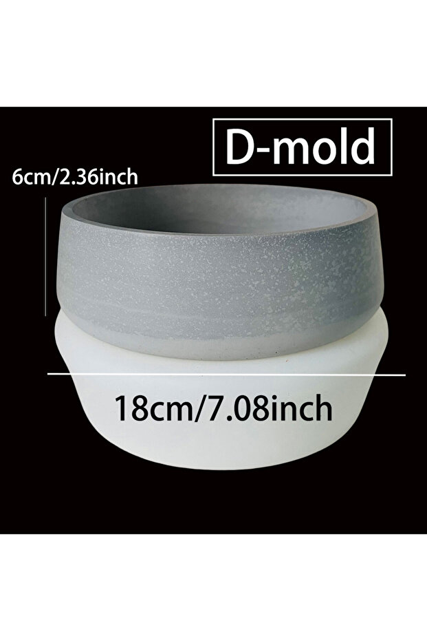 D-mold Round Bowl Shape Cement Candle Vessel Silicone Mold Garden Plant Planting Flower Pot Concrete