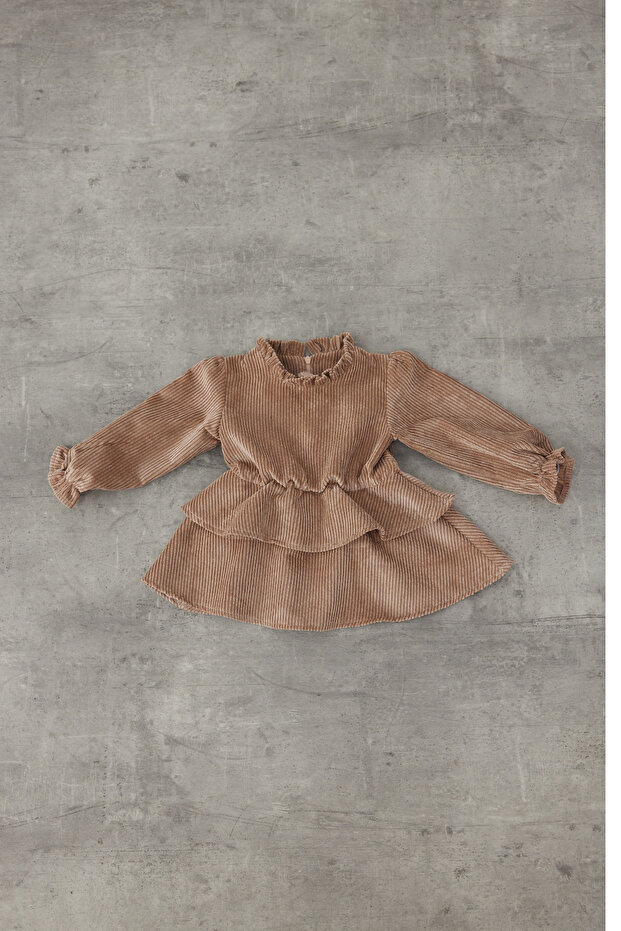 Vizon Kadife Elbise - 1