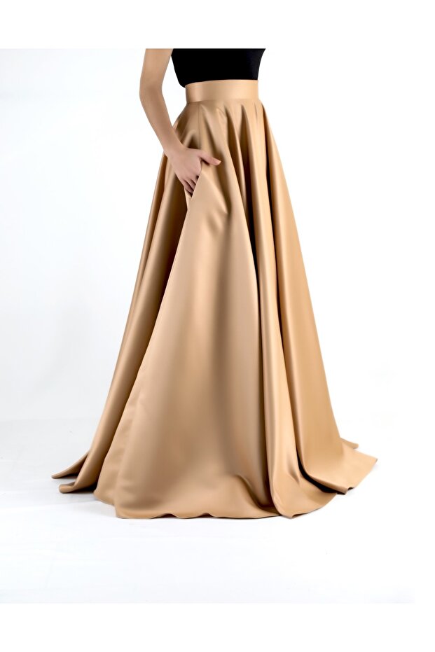 Dense Kiloş Satin Skirt Evening Dress Skirt