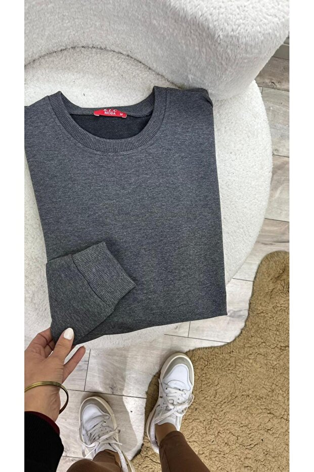 سويت شيرت رمادي داكن للجنسين - 5