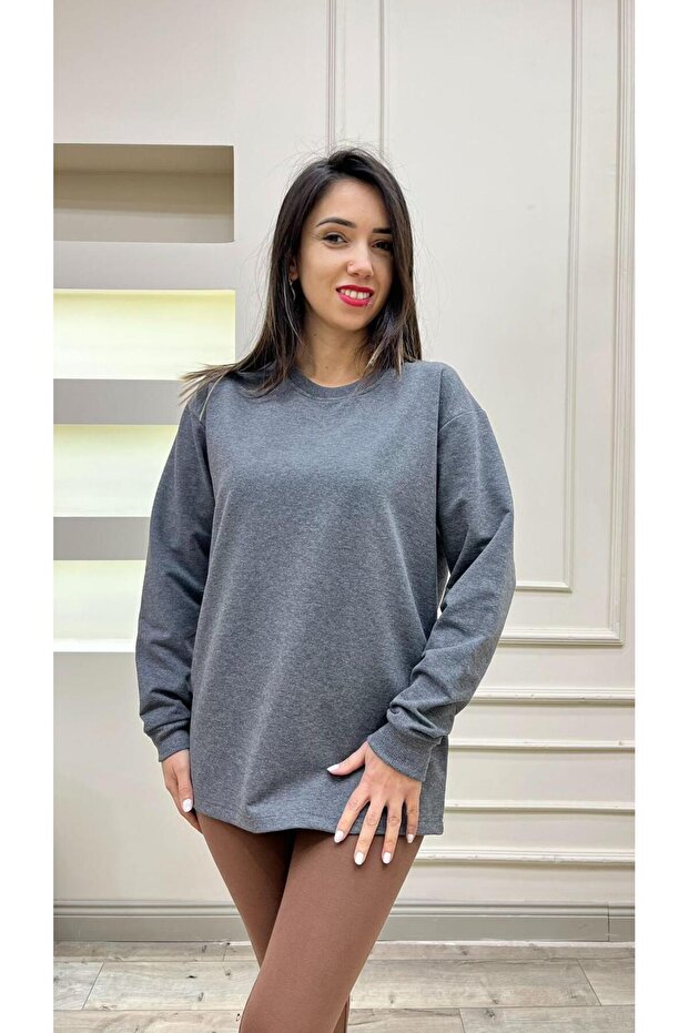 سويت شيرت رمادي داكن للجنسين - 1