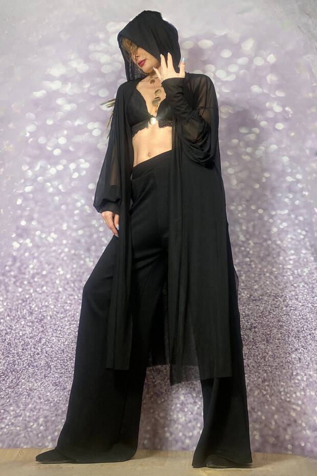Hooded Towel Transparent Cardigan / Kimono