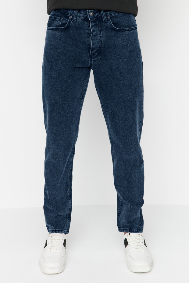Lacivert %100 Pamuk Essential Fit Jeans Kot Pantolon TMNAW23JE00104 - 5