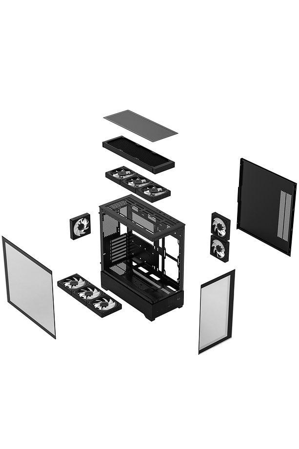 CF925 Tamperli Cam Gaming Oyuncu Kasası Siyah - 3 RGB Fanlı, Kumandalı, ITX/M-ATX/ATX/E-ATX Uyumlu - 8