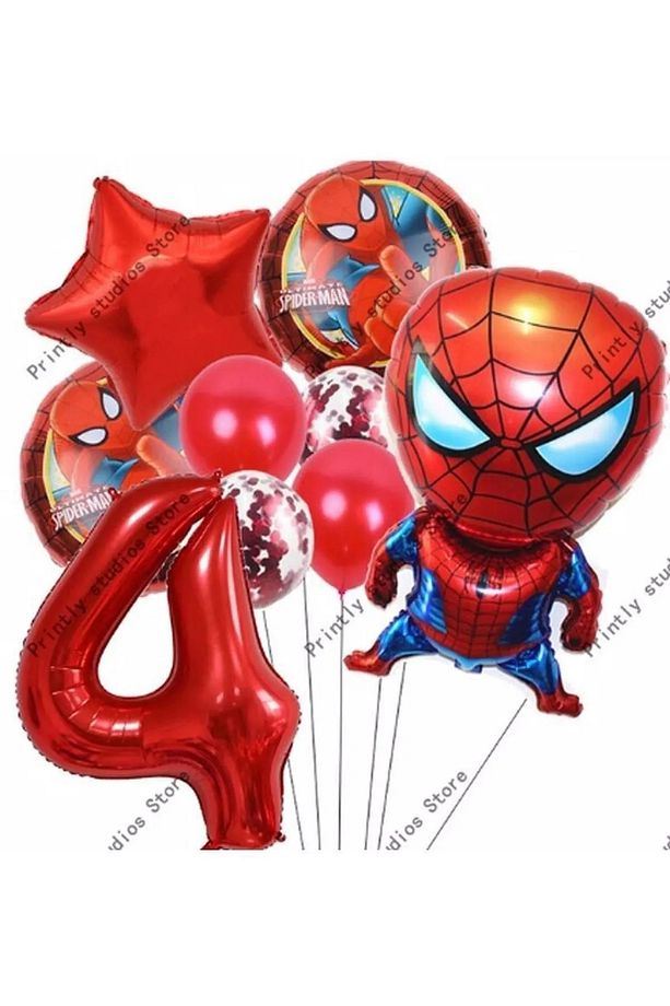 Spiderman Örümcek Adam Konsept 4 Yaş Balon Set Spiderman Örümcek Adam Konsept Doğum Günü Set - 1