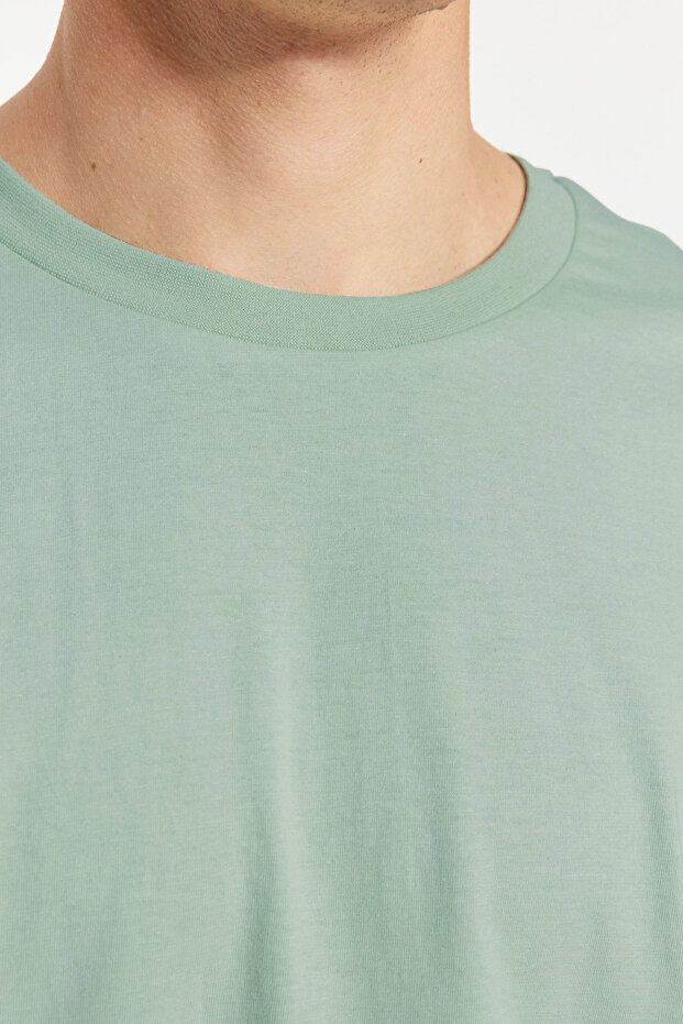 Koyu Mint Oversize/Geniş Kesim %100 Pamuk Kısa Kollu Basic T-Shirt TMNSS22TS0318 - 6