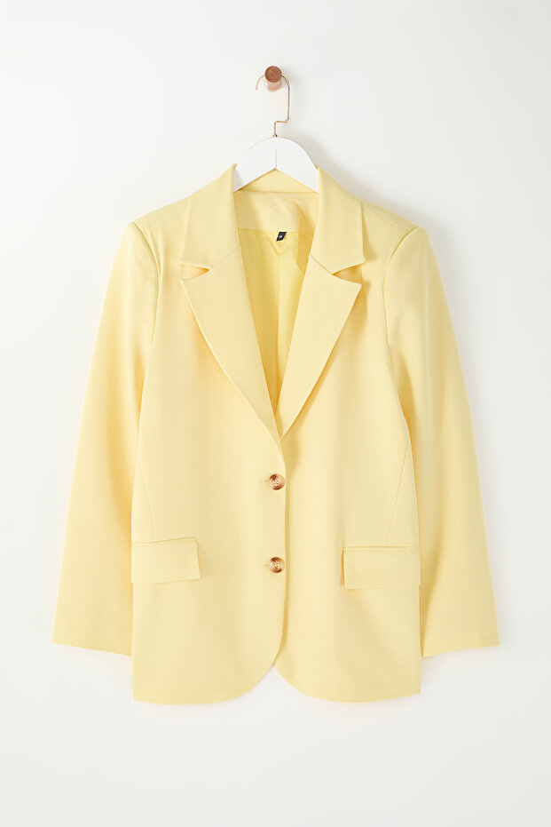 Sarı Regular Astarlı Dokuma Blazer Ceket TWOAW23BC00132 - 7