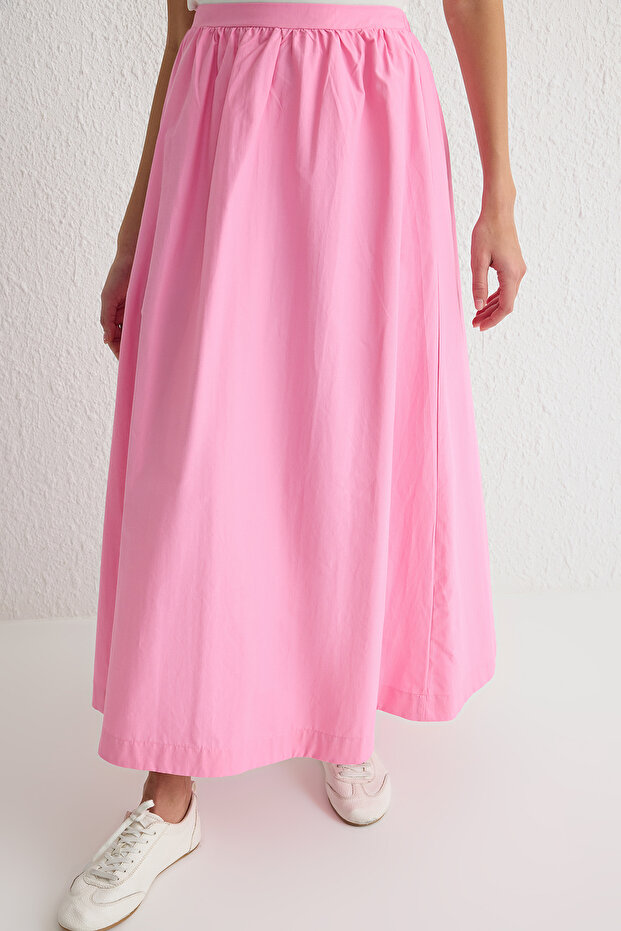 Pembe Dokuma Pamuklu Uzun Etek TCTSS25EE00001 - 5