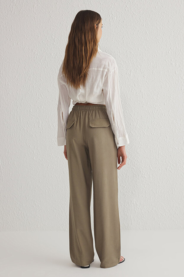 Haki Beli Lastikli Ederli Kumaş Pull On Jogger Dokuma Pantolon TWOSS25PL00010 - 5