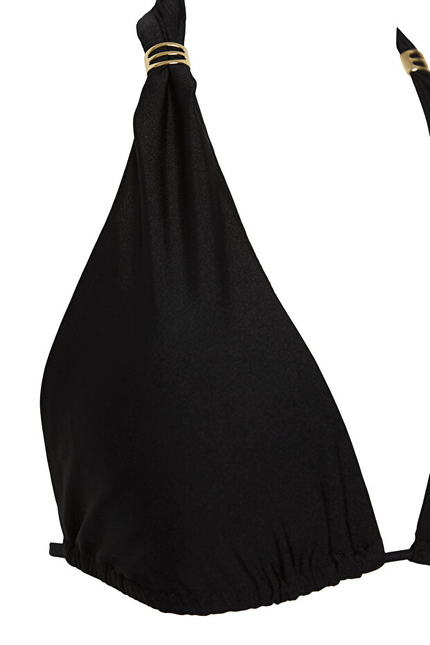 Siyah Aksesuarlı Üçgen Kaplı Regular Düşük Bel Bikini Takımı TBESS25BT00012 - 7