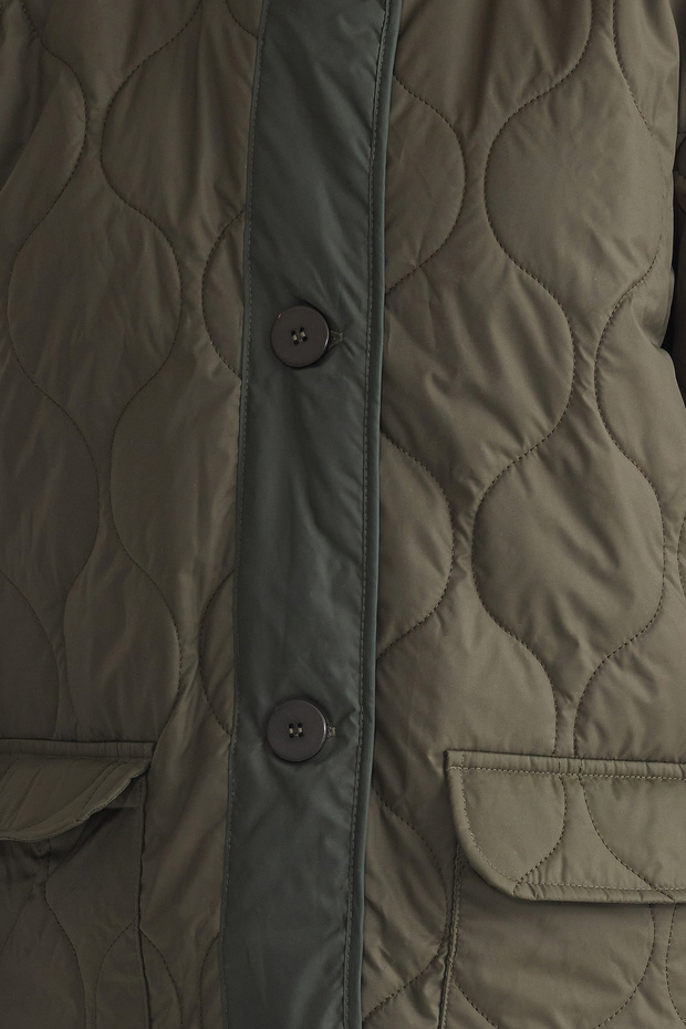 Wodoodporny, pikowany płaszcz w kolorze khaki TWOAW23MO00134 - 3